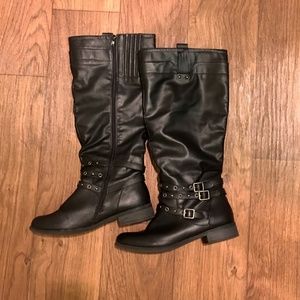 Knee High Faux Leather Buckle boot EXTRA WIDE CALF